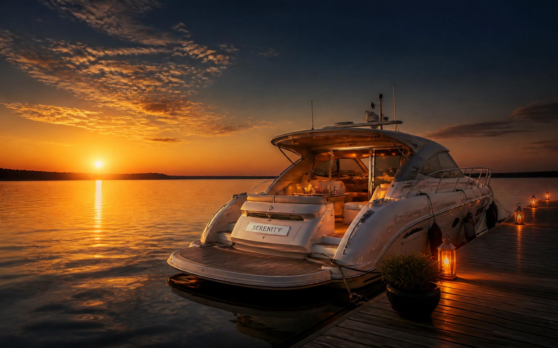 Yate al atardecer sobre Lake Monroe